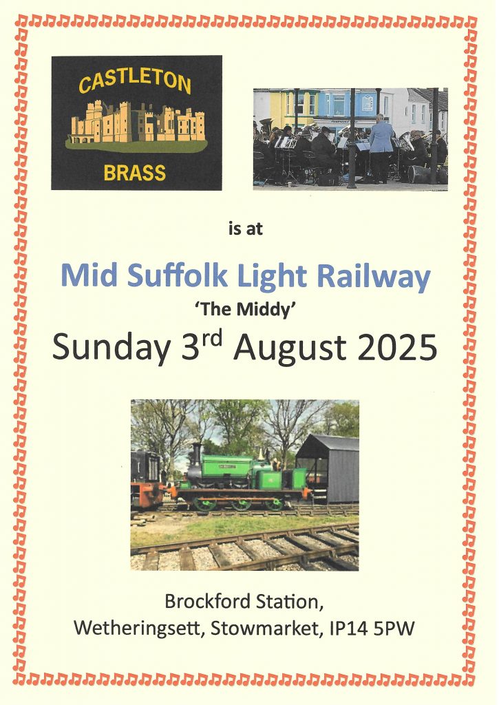 We are playing at the Mid Suffolk Light Railway - Sunday 3rd August 2025